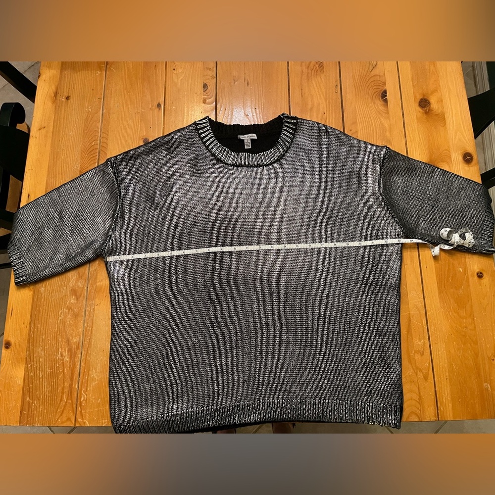 Silver Metallic Sweater Shirt Small